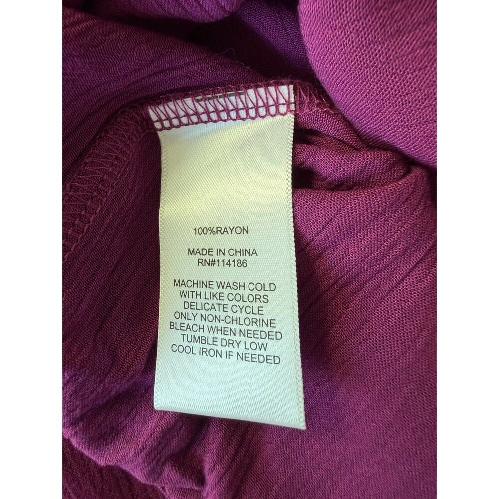 Frye And Co Top 3/4 Bell Sleeve Split Tie Neck Yoke Detail Burgundy Boho Sz-XXL - Picture 9 of 10